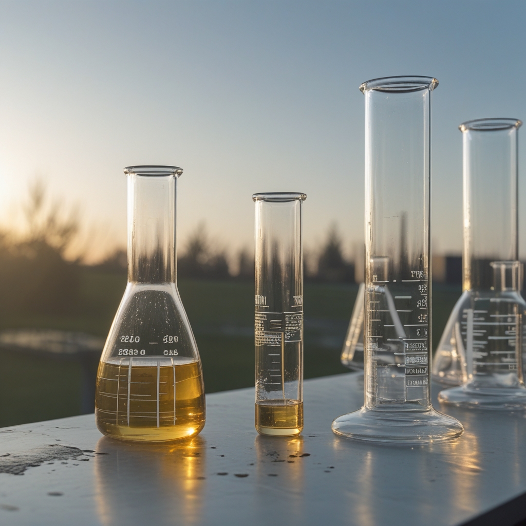 Scientific laboratory glassware including beakers and test tubes on a clean workbench with natural light, representing evidence-based research